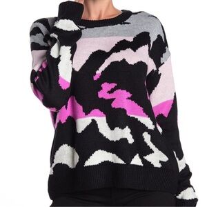 John + Jenn Camo Sweater Pink Black
